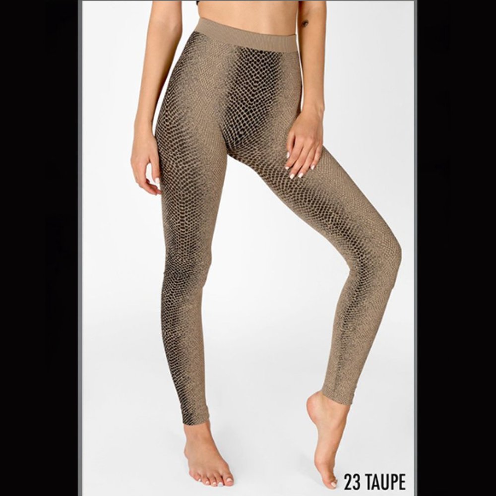 NEW Slimming Snakeskin Pattern Taupe Leggings